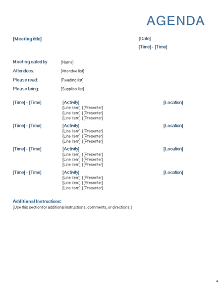 formal meeting agenda template