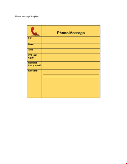 professional phone message template - easily record & track messages template