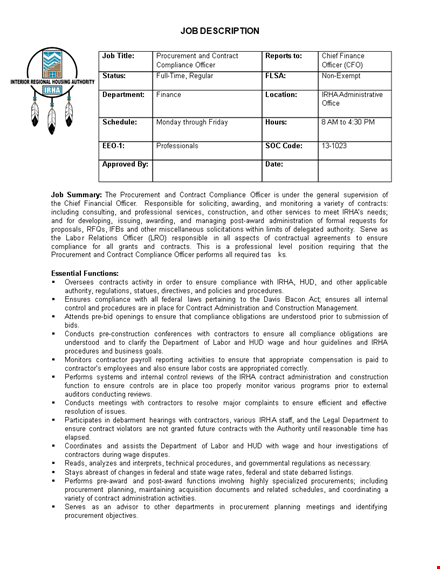 contract compliance officer job description template