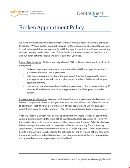 dental missed appointment letter template template