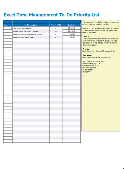 excel project time management template template