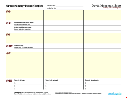 marketing strategy planning template template