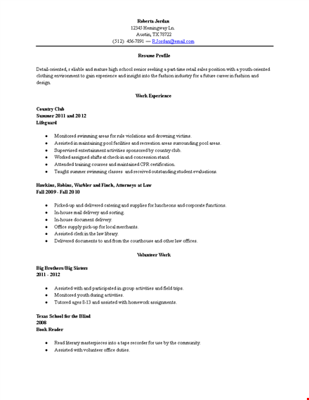new high school graduate resume template