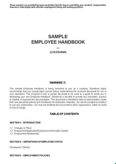 download employee handbook template for clear and effective communication with company employees template