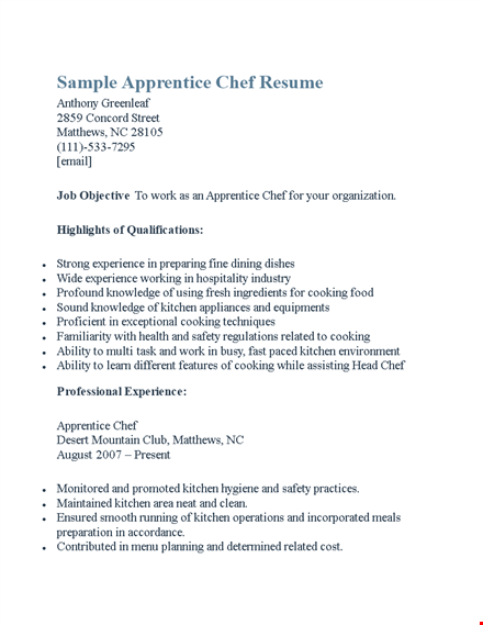 cook apprentice template