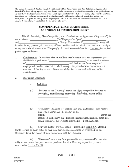 sample non compete agreement template | protect your company's interests template