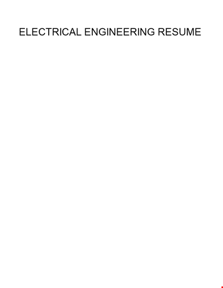 engineering curriculum vitae | electrical specialization template