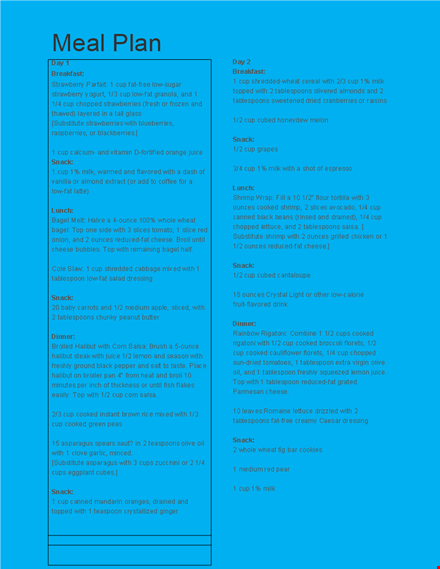 cooked meal plan template - create a perfect meal plan template