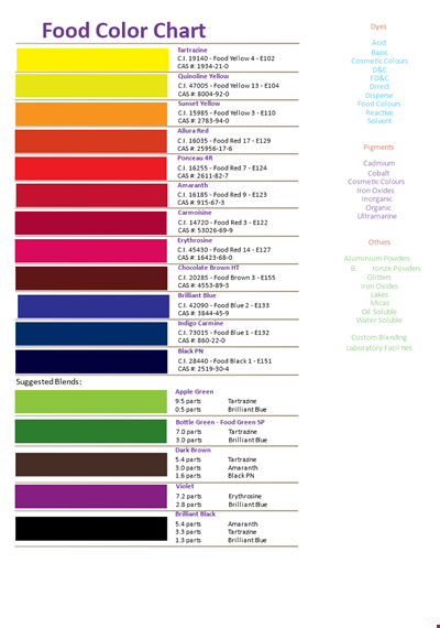 food coloring chart template