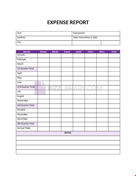 template for expense reports template