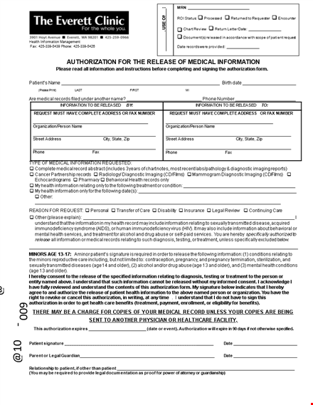 generic medical records release form template