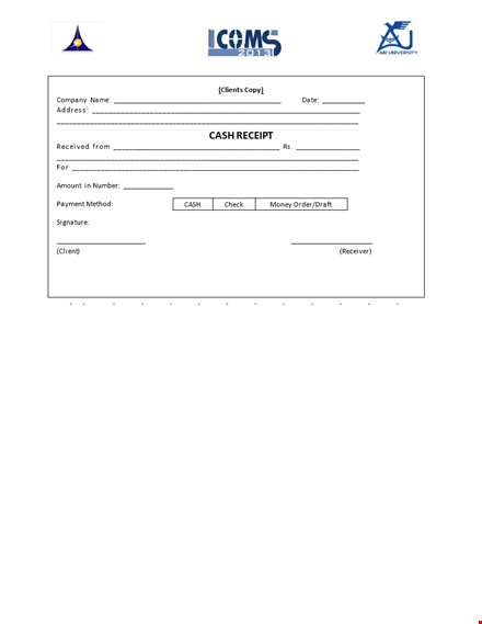printable cash receipt template - company | address template