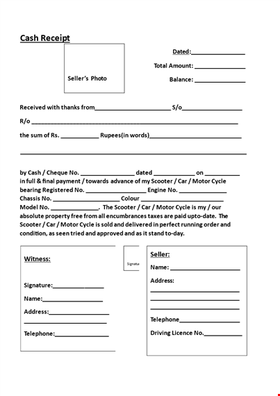 cash sales receipt template template