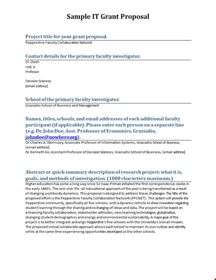 project grant proposal template for education and learning template
