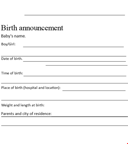 example birth announcement template download template