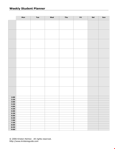 weekly student agenda template