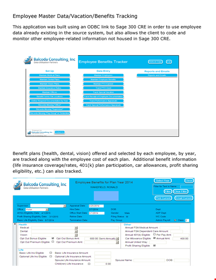 employee vacation and benefits tracking template