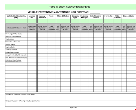 easily track vehicle maintenance with our log template template