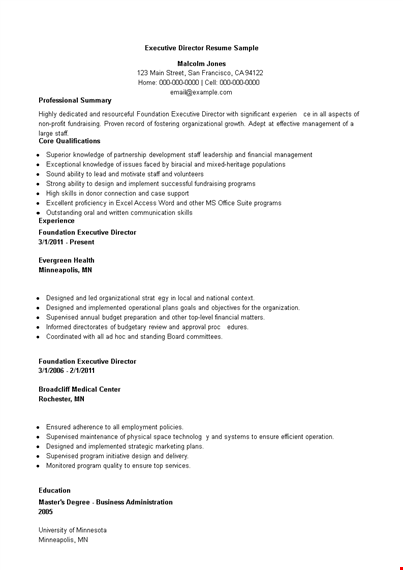 executive director resume sample template