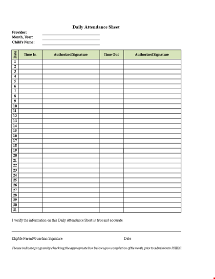 download free daily attendance sheet pdf format | verify attendance template