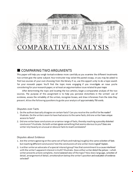 comparative analysis essay template template
