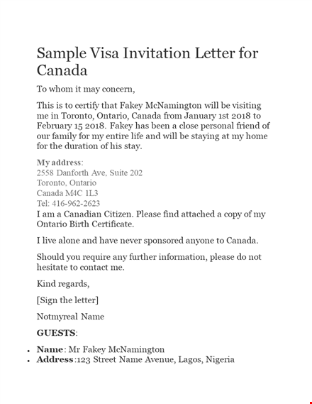 get your genuine invitation letter for canada - ontario | no more fakey letters template