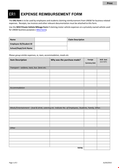 expense reimbursement form - fast and easy reimbursement process template