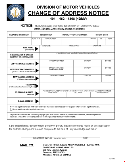 change of address letter - notify residence of registration number and address change template