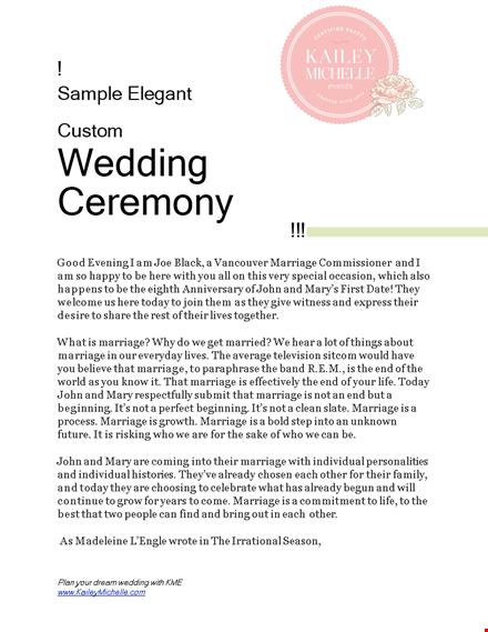 easy-to-print wedding ceremony template - download now template