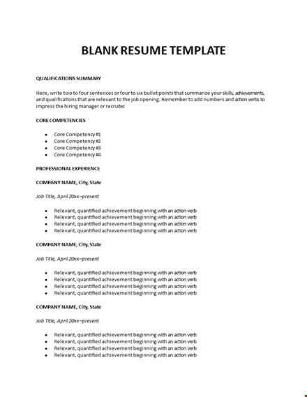 blank resume template template