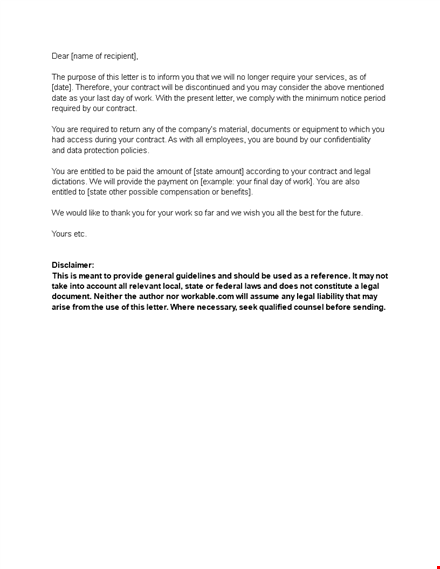 employee contract termination letter template