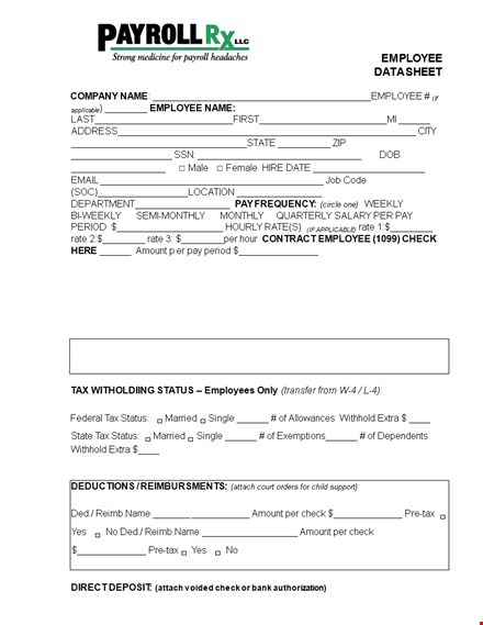 employee data template