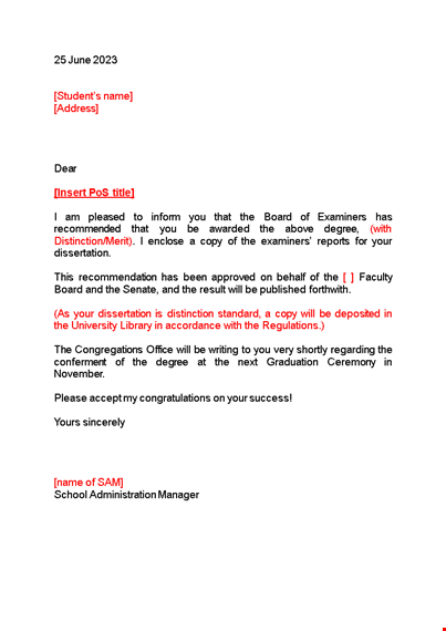 congratulations on your degree | board of examiners approved letter template
