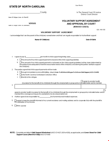 child support agreement - how to order court-approved child support template