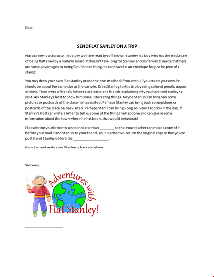 flat stanley template: create a fun letter and bring stanley to life template