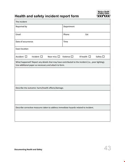 health and safety report template