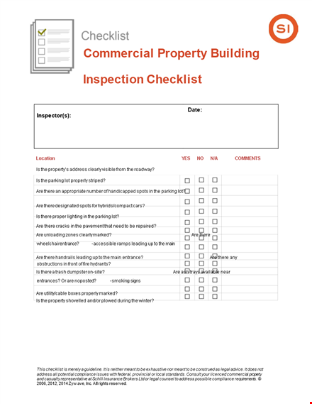 inspect your commercial property with our checklist template template