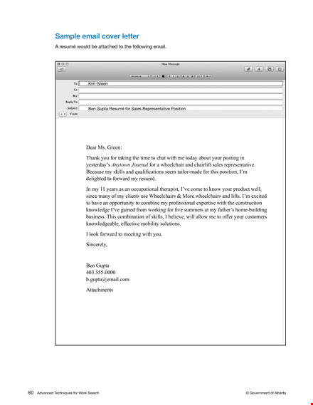 email cover letter template