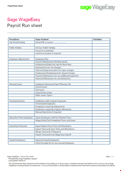payroll run sheet template template