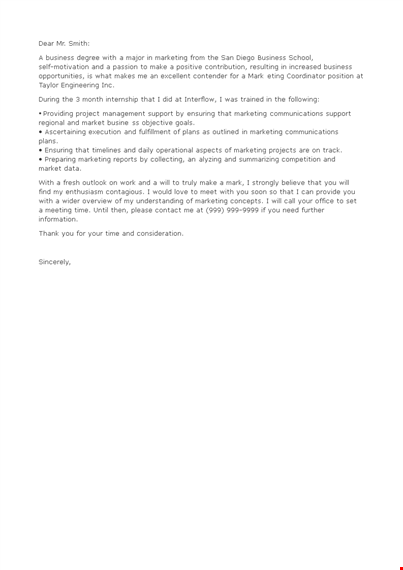 fresher marketing job cover letter template