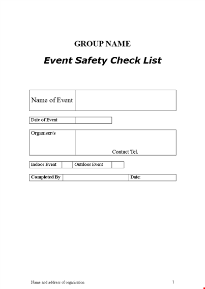 event safety checklist template