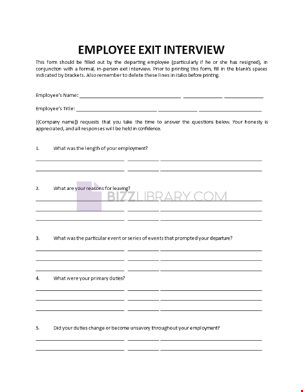 employee exit interview template