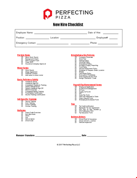 complete new hire checklist for employee safety training & policy template