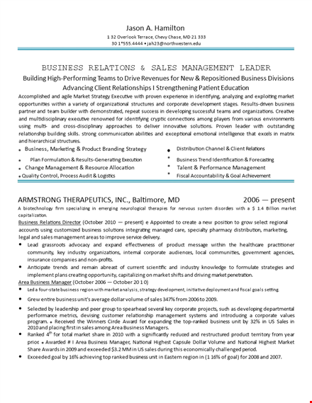 sales and marketing manager resume template