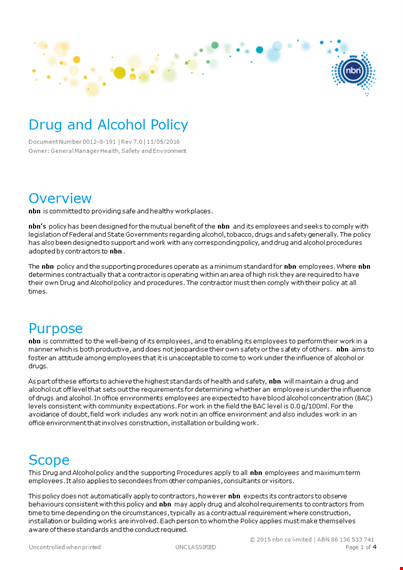 drug and alcohol policy template
