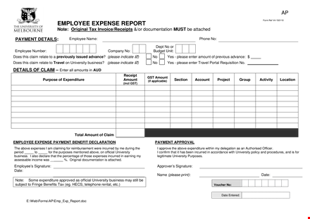 employee expense report - claim and calculate expenses | university employee expense report template