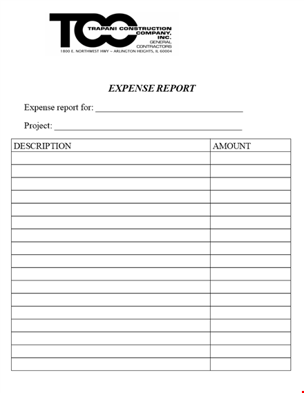 construction company expense report template
