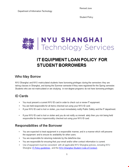 final version of loan policy - equipment & items template