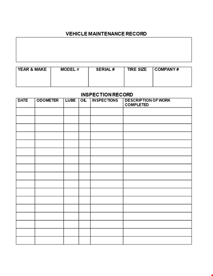 vehicle maintenance log template - record your vehicle maintenance template