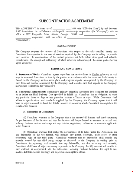 subcontractor agreement | consultancy agreement - company shall retain consultant template